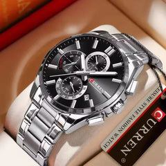 CURREN 8475 Men's Chronograph Watch Silver Black