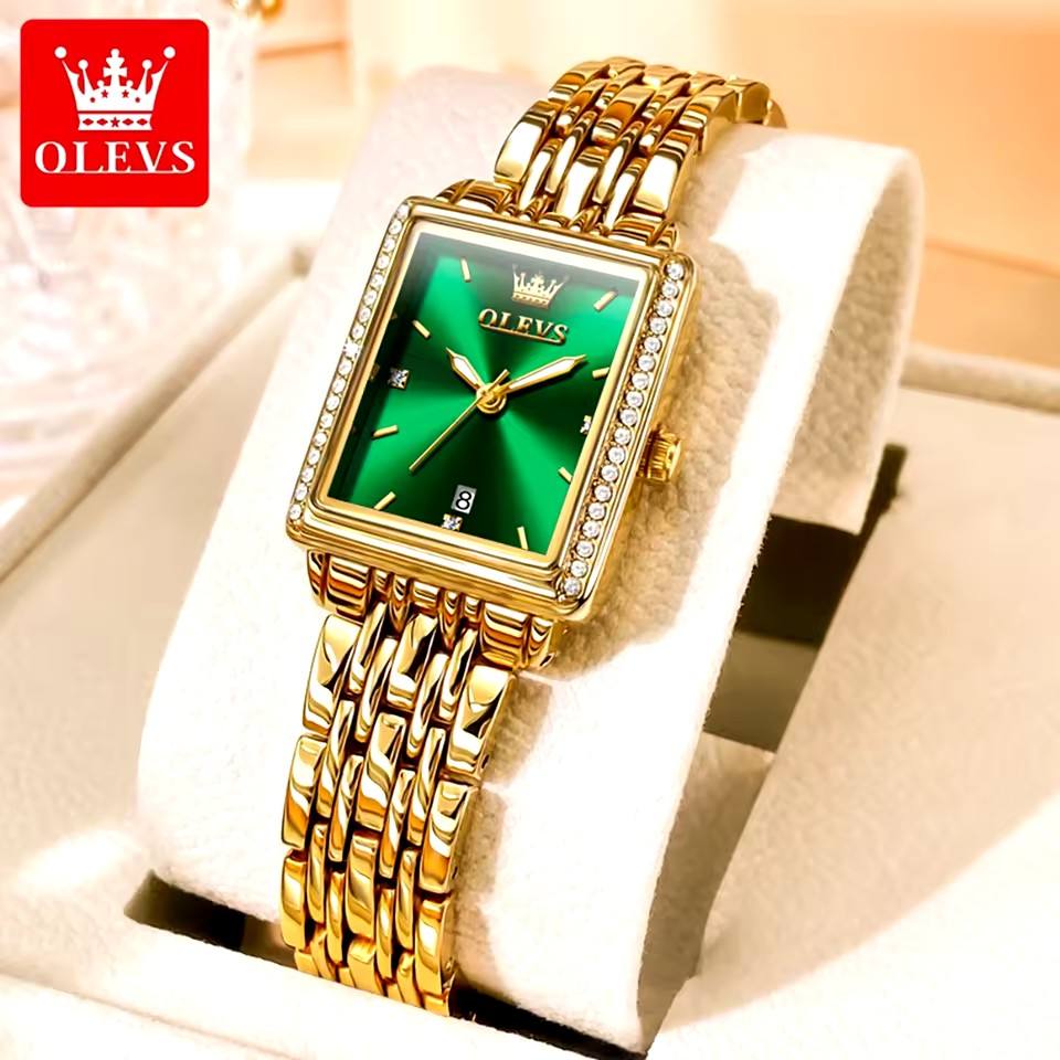 OLEVS 9995 elegant quartz ladies watch with a sleek design, featuring a round dial and silver-tone bracelet.