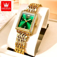 OLEVS 9995 elegant quartz ladies watch with a sleek design, featuring a round dial and silver-tone bracelet.