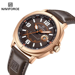 Naviforce NF8078 men's fashion quartz watch with black dial, stainless steel band, and modern design.