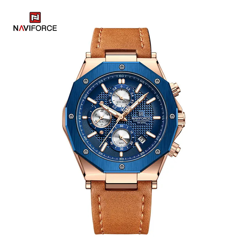 NAVIFORCE NF8028 Fashion Quartz Leather Strap Waterproof Luminous Male Watches