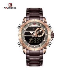 Naviforce NF9163 military sport men's digital analog watch with black strap and large dial, suitable for casual and outdoor wear.