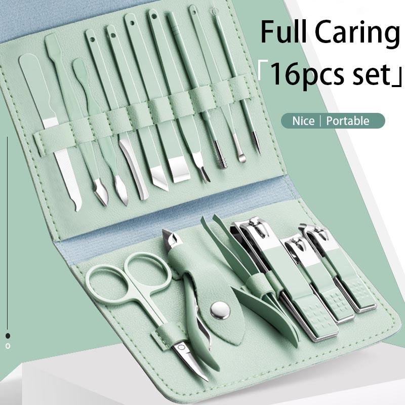 16-piece stainless steel nail cutter set with scissors and trimmers, perfect for pedicure and nail grooming by Tarjah Mart