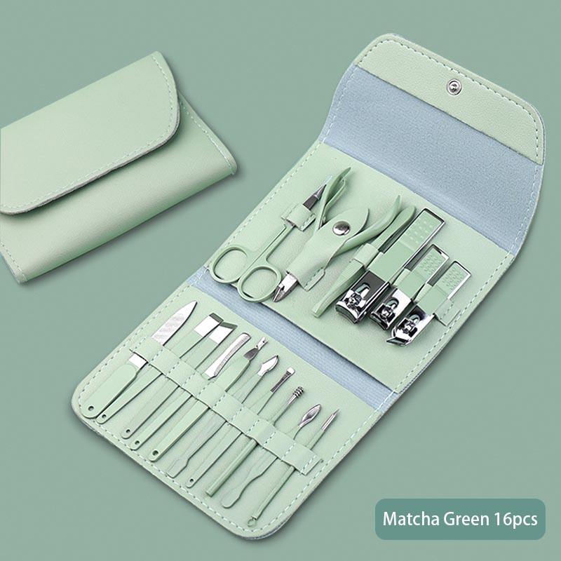 Set of 16 stainless steel nail cutters and trimmers from Tarjah Mart, including nail scissors and pedicure tools.