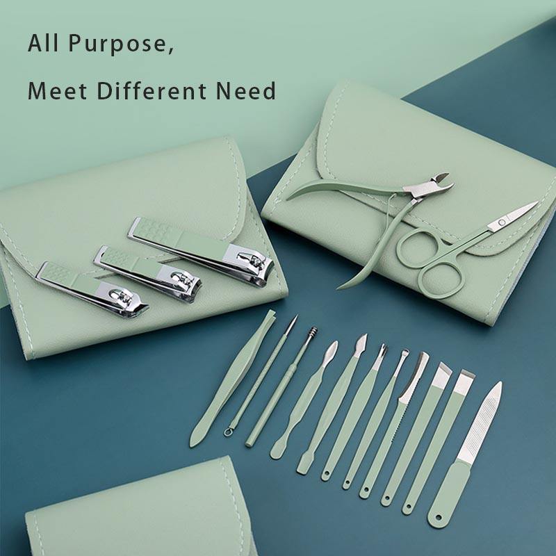 Sixteen-piece Tarjah Mart stainless steel nail cutter set with nail clippers, scissors, and pedicure trimmers for grooming.