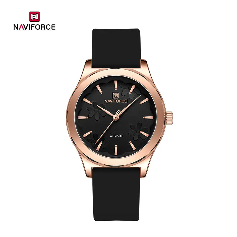 NAVIFORCE 5051 Fashion Women’s Watch 30m Waterproof Silicone Strap Casual Commuter Quartz Ladies Watch
