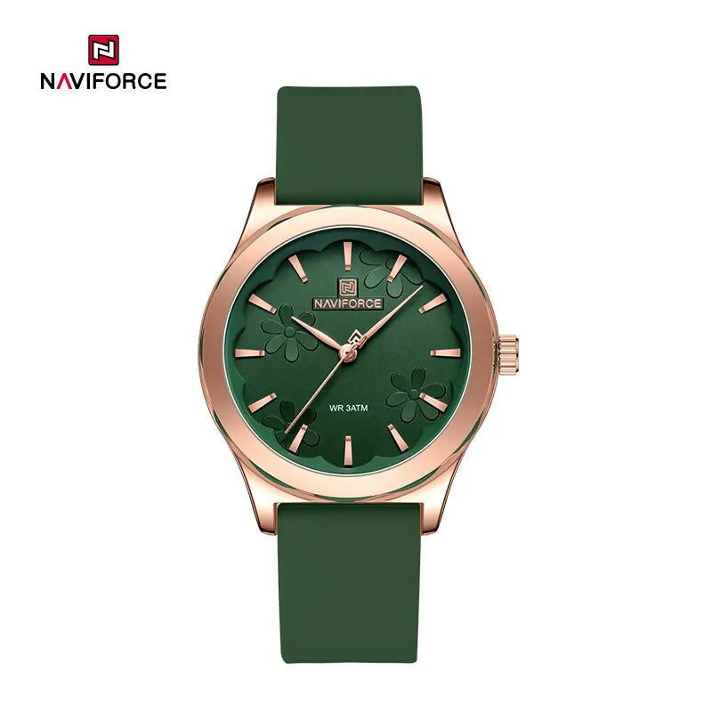 NAVIFORCE 5051 Fashion Women’s Watch 30m Waterproof Silicone Strap Casual Commuter Quartz Ladies Watch