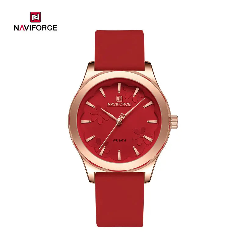 NAVIFORCE 5051 Fashion Women’s Watch 30m Waterproof Silicone Strap Casual Commuter Quartz Ladies Watch