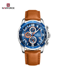 Naviforce NF8020L men's waterproof trend watch with black dial and stainless steel strap, stylish and durable for everyday wear.