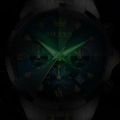 OLEVS 3670 men's waterproof watch with black dial, stylish design and durable strap, casual and fashion accessory