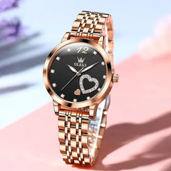 OLEVS 5189 luxury ladies steel band watch showing a sleek silver watch face and elegant metal strap.