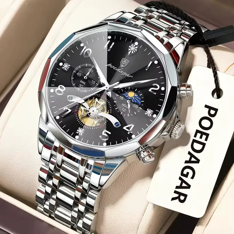 Poedagar 939 Men's Luxury Stainless Steel Chronograph Quartz Watch