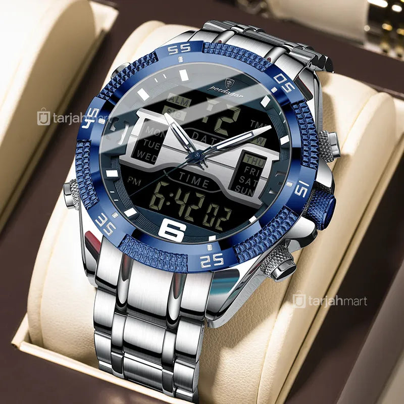 POEDAGAR E103 Men's Dual Display Watch