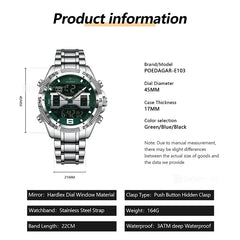 POEDAGAR E103 Men's Dual Display Watch