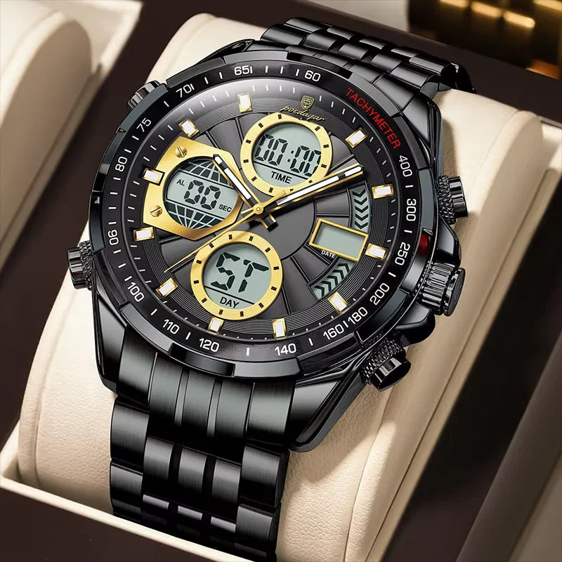 POEDAGAR E108 Men's Dual Display Sports Watch