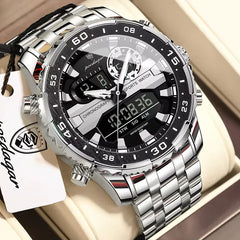 Poedagar E122 Men's Multifunctionality Chronograph Quartz and Digital Watch