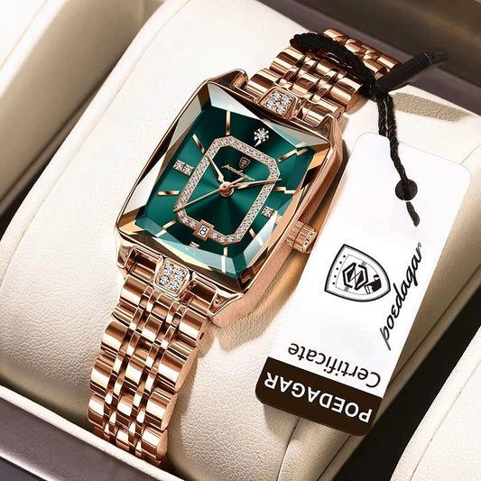 Poedagar POEDAGAR 785 luxury women's quartz watch with a brown strap and elegant dial, showcasing stylish timepiece design.