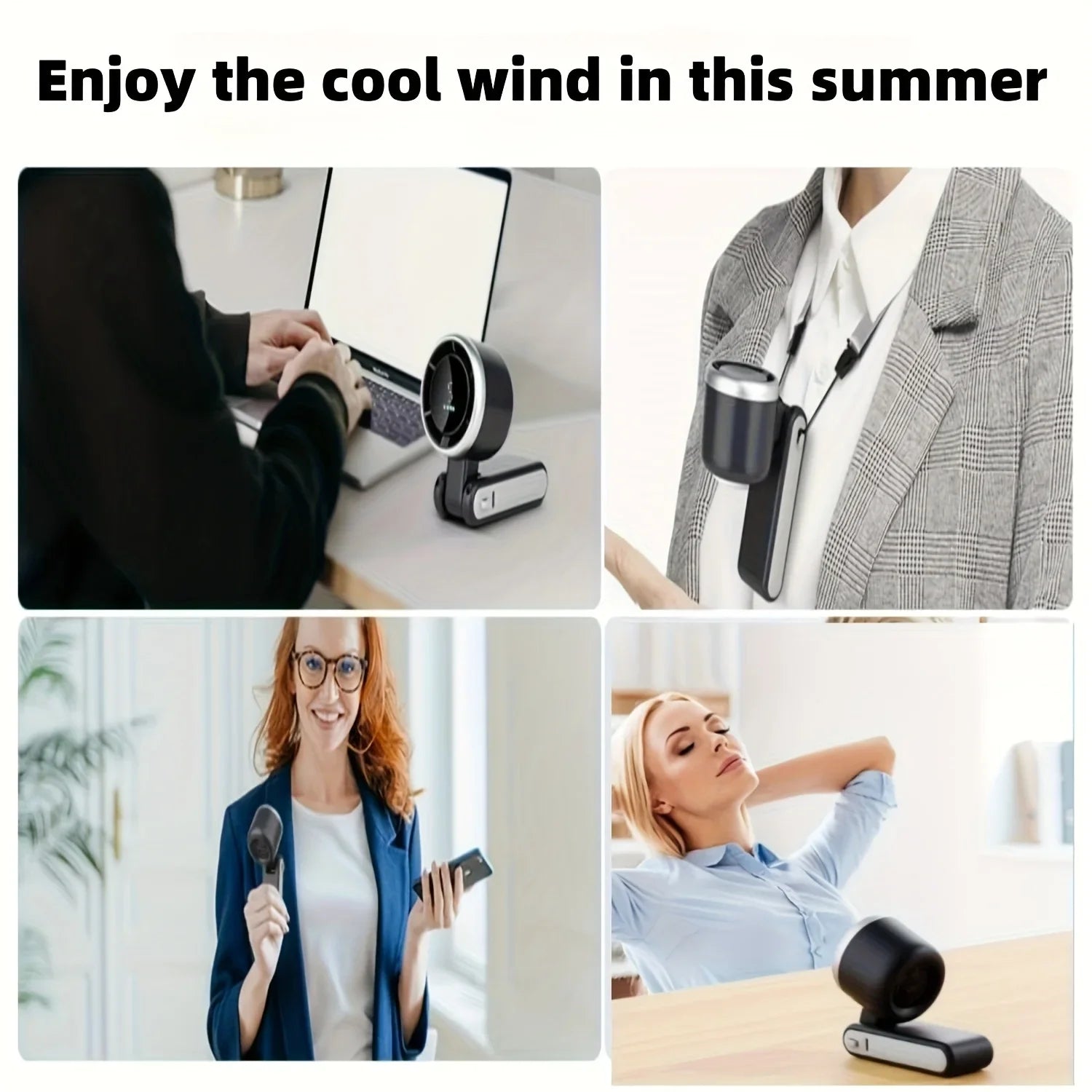 Rechargeable portable turbo fan with digital display, foldable design, and USB-C charging by Tarjah Mart.