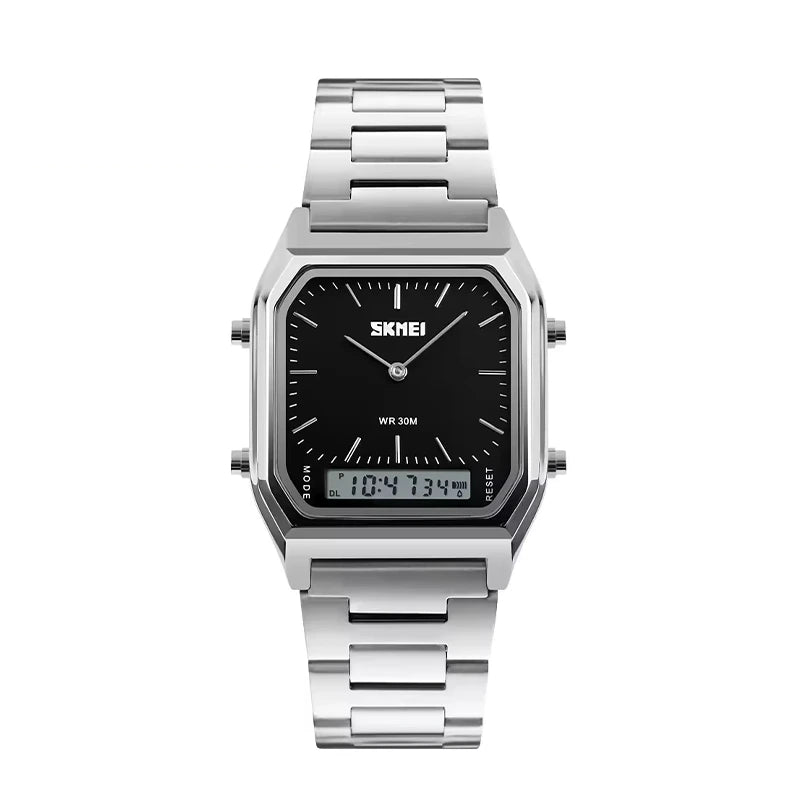 SKMEI Men's Digital and Analog Stainless Steel Watch