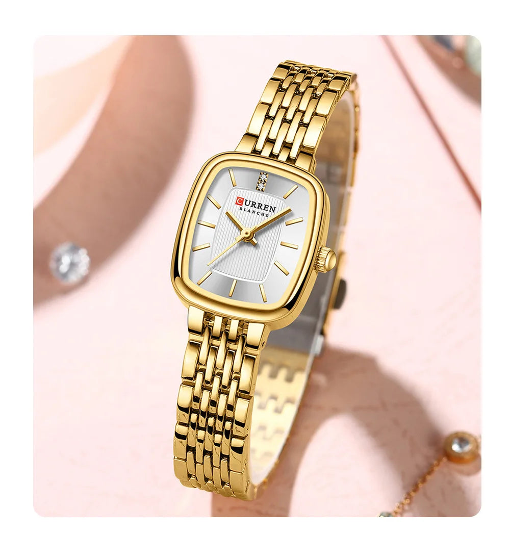 Silver and blue Curren 9093 women's fashion quartz watch with a sleek design and stainless steel band.