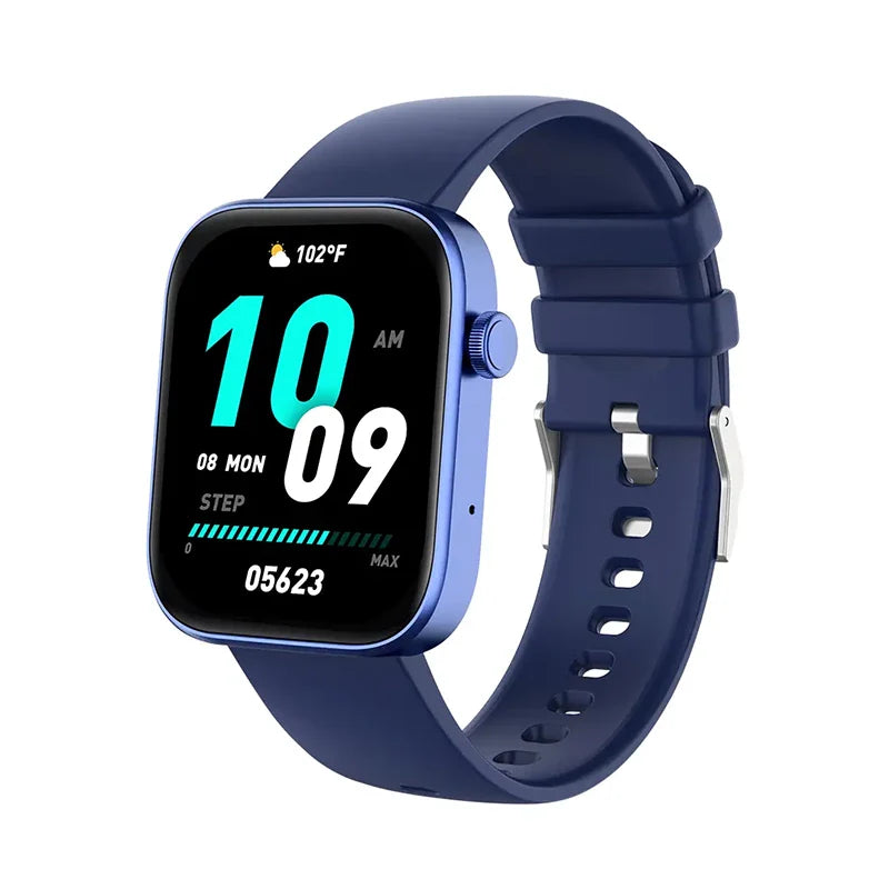Colmi P71 smart watch with a digital display, black strap, and fitness tracking features, shown on a wrist.