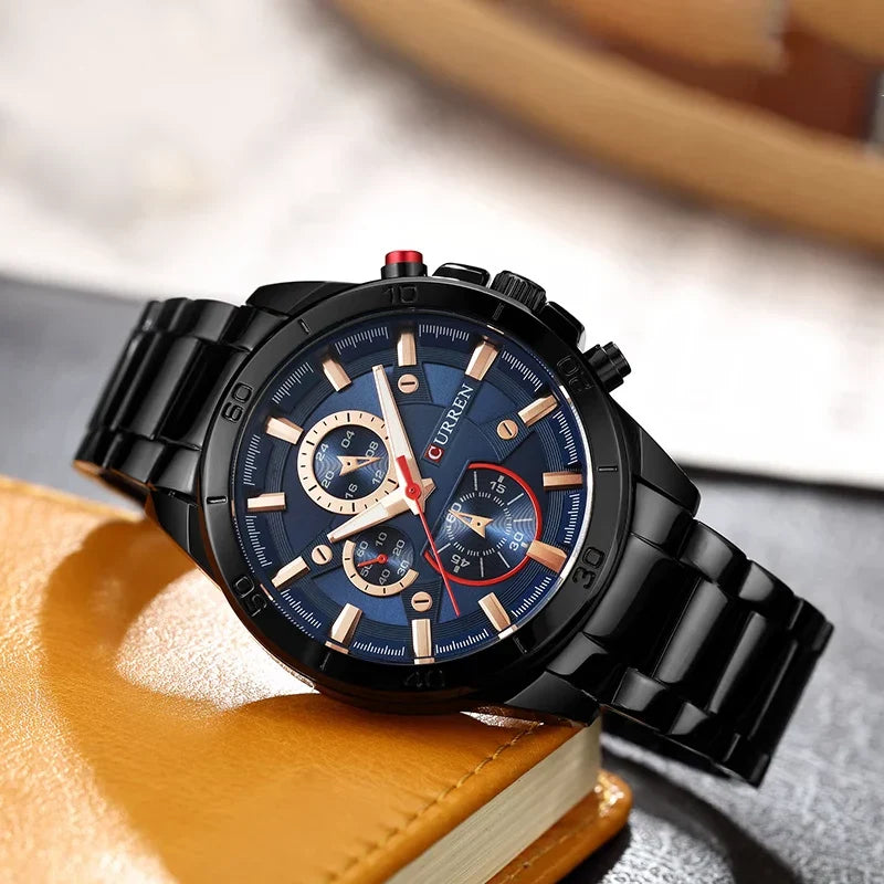 Curren 8275 men's stainless steel watch with round dial and silver band, showcasing a sleek and modern men's watch design.
