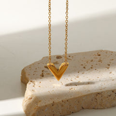 Stainless steel V-shaped luxury pendant necklace for girls, featuring a sleek design and polished finish, by Tarjah Mart.