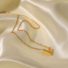 Stainless steel V-shaped luxury pendant necklace for girls, featuring a sleek design with a V-necklace style by Tarjah Mart.